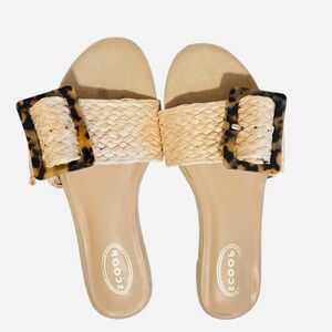 Scoop Rafia Slides w/ Tortoise Buckle